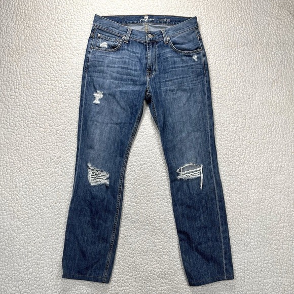7 For All Mankind Paxtyn Men's Jeans 31x29 Slim Skinny Distressed Denim Grunge - Picture 2 of 15